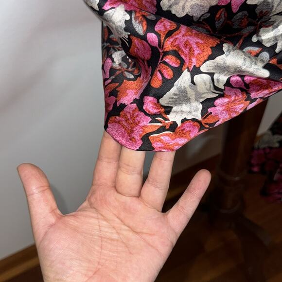 Cinq á Sept 6 Small Pink Black Silk Adjustable Strap Mini Dress Floral Print - Picture 5 of 12